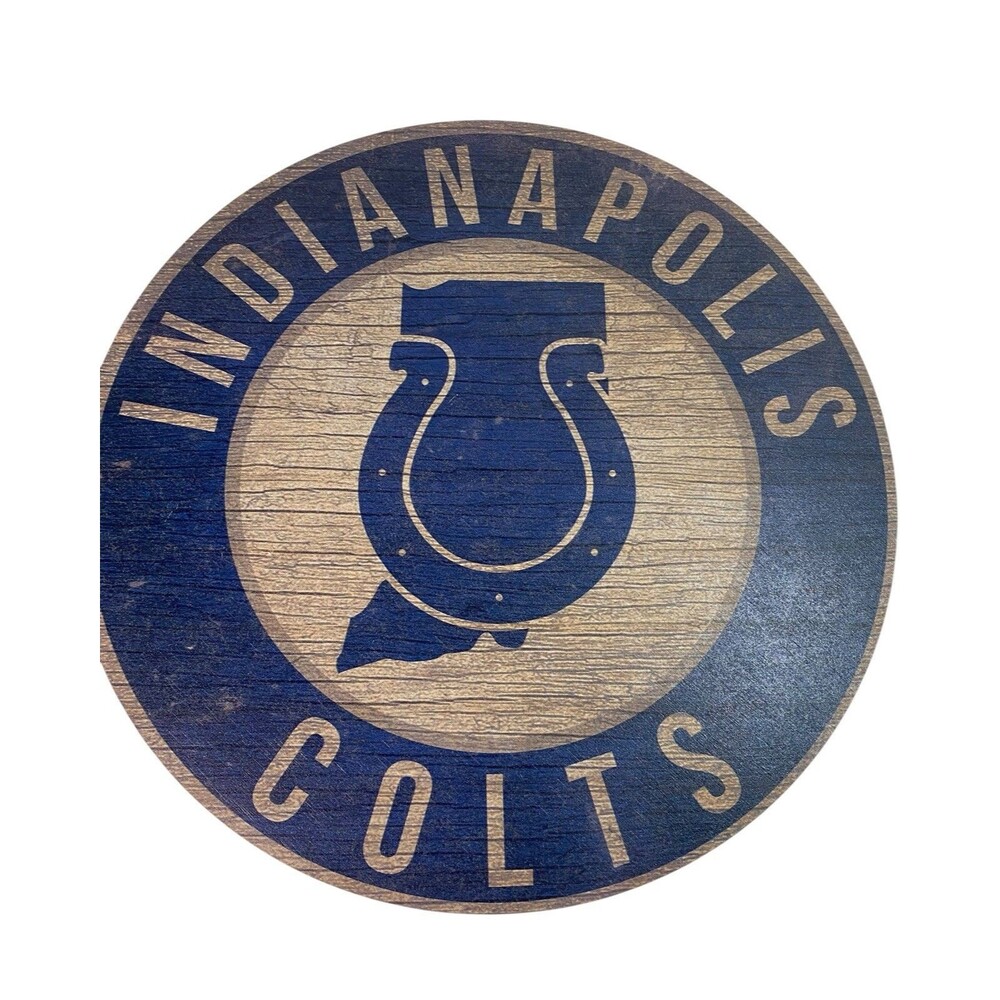 Indianapolis Colts NFL 12" Round Wood Sign Gym Garage Mancave SheShed